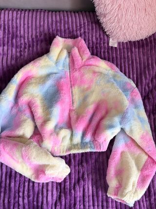 Sudadera corta de pelo tie-dye
