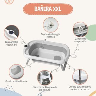 SUPERBE BEBE Bañera Plegable Bebé con Patas y Sopo