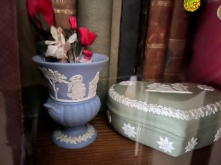 Contenitore decorativo blu e verde