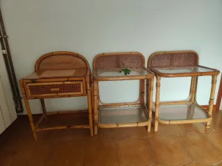 Comodini in vimini e cristallo