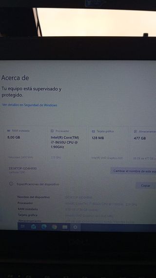 Portátil Dell i7 8ª Gen