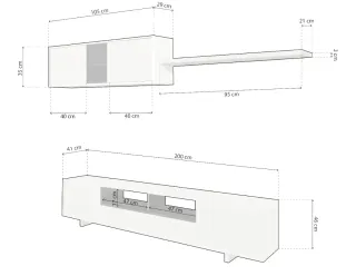 Modulo de colgar de 2 puertas y estantería.