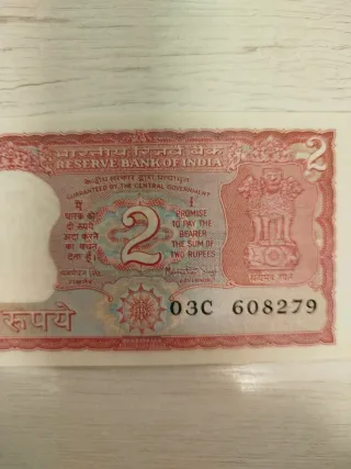 Billete de 2  India