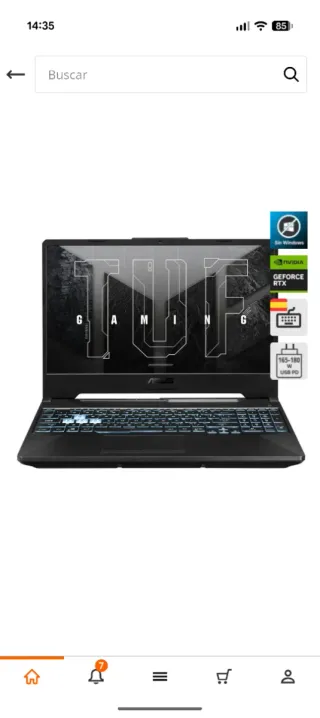Portátil ASUS TUF Gaming A15 Negro