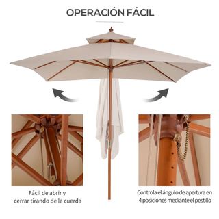 Sombrilla de Jardín 3x3x3 m con Doble Techo Beige