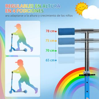 Patinete Infantil Plegable con Luces Música Azul