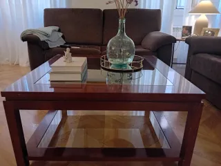 Mesa de centro madera y cristal