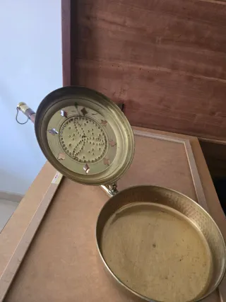 Braseo de cama antiguo latón y madera