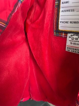 Chaqueta bebé niña cuadros roja
