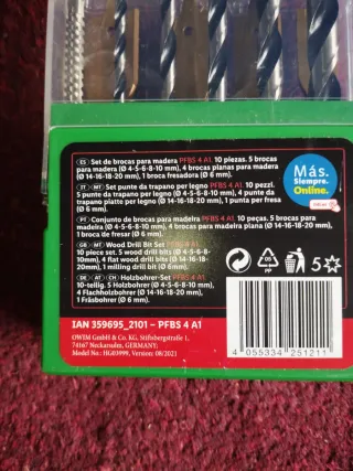 Set 10 brocas madera Parkside