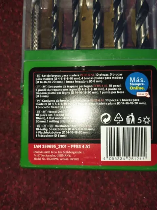 Set 10 brocas madera Parkside