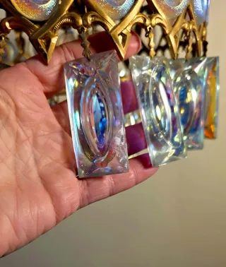 Lámpara colgante vintage cristal y metal