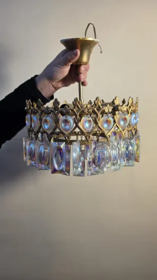 Lámpara colgante vintage cristal y metal