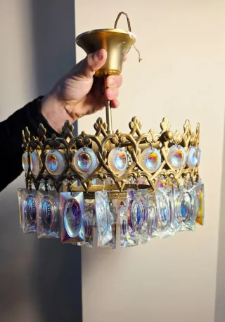 Lámpara colgante vintage cristal y metal