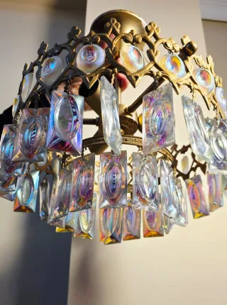 Lámpara colgante vintage cristal y metal