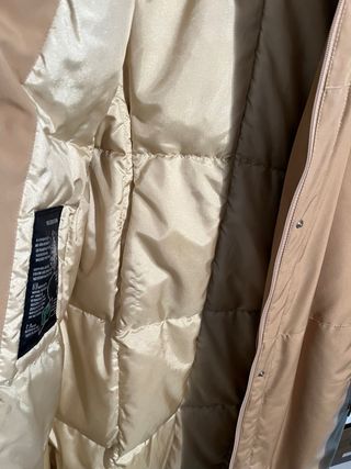 Cappotto piuma beige con pelliccia