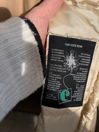 Cappotto piuma beige con pelliccia