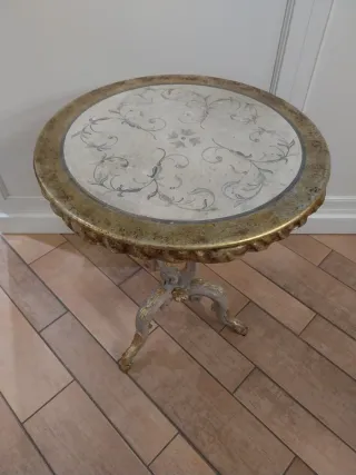 Tavolino Vintage Beige e Oro