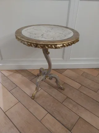 Tavolino Vintage Beige e Oro