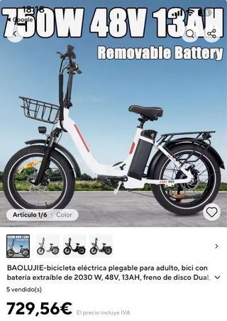 Bicicleta Eléctrica 750W 48V 13AH
