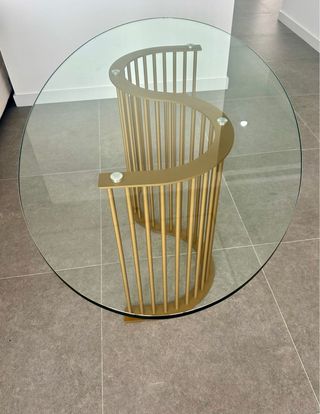 Elegante Mesa ovalada cristal y oro mate 180x90