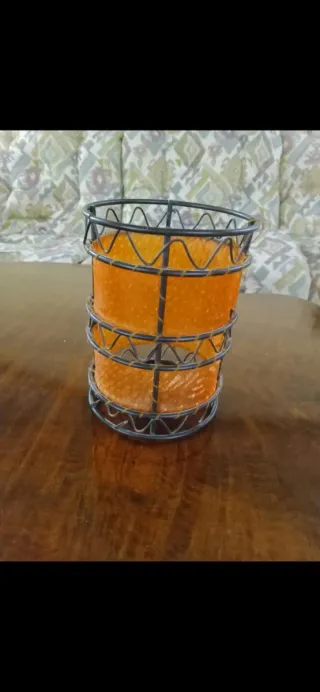 Portacandele metallo arancione