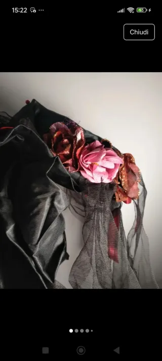 Cappello Carnevale Fiori Nero Rosa