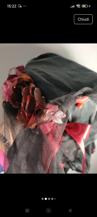 Cappello Carnevale Fiori Nero Rosa