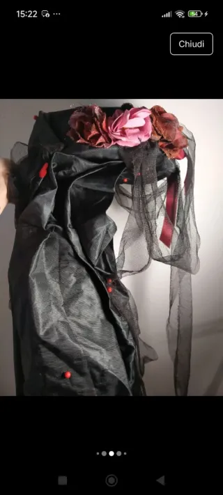 Cappello Carnevale Fiori Nero Rosa