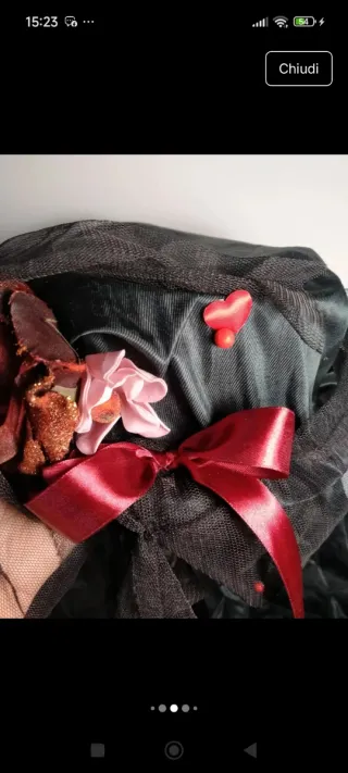 Cappello Carnevale Fiori Nero Rosa