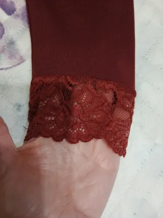 Camiseta Ysabel Mora granate encaje manga larga XL