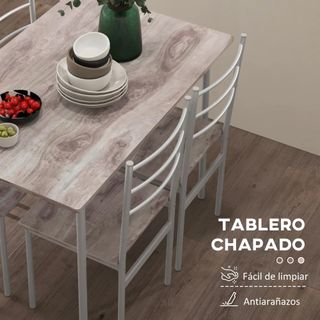 Conjunto de Comedor 1 Mesa y 4 Silla Pies Acero