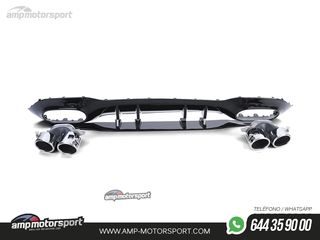 DIFUSOR TRASERO TIPO AMG CON COLAS ESCAPE DOBLES CROMADAS