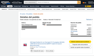 MacBook Air 13 M1 8GB RAM 128GB Gris Espacial