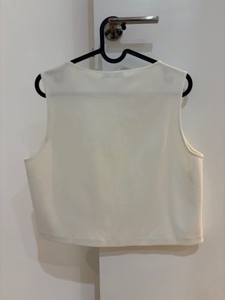 Top Mango blanco vestir sin mangas