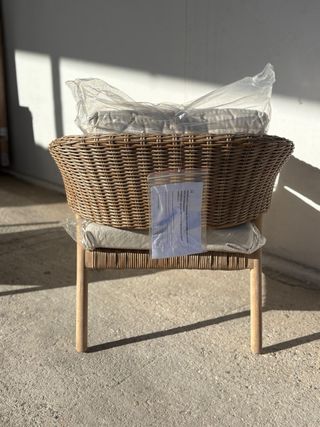 Sillón exterior nuevo mimbre y madera