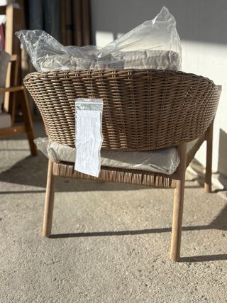 Sillón exterior nuevo mimbre y madera