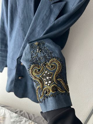 Chaqueta FORZETTI S/36 Azul con Bordados Dorados