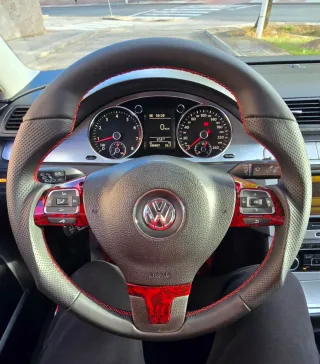 Volante VW, seat, audi,Negro con Costuras Rojas