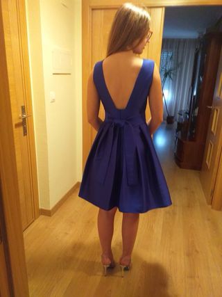 Vestido fiesta corto azul T.36