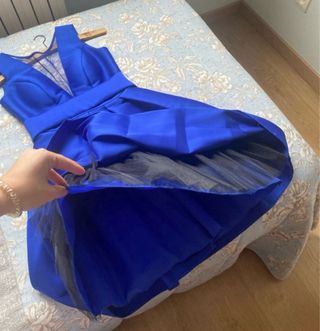 Vestido fiesta corto azul T.36