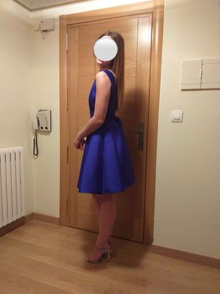 Vestido fiesta corto azul T.36