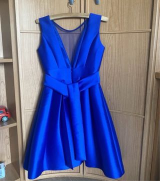 Vestido fiesta corto azul T.36