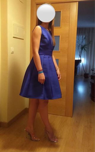 Vestido fiesta corto azul T.36