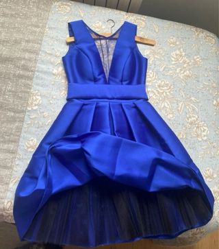 Vestido fiesta corto azul T.36
