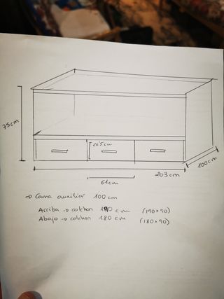 Cama nido madera con cajones (sin colchones)
