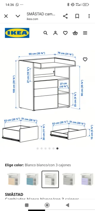 45€!!!Cambiador bebé IKEA SMÄSTAD