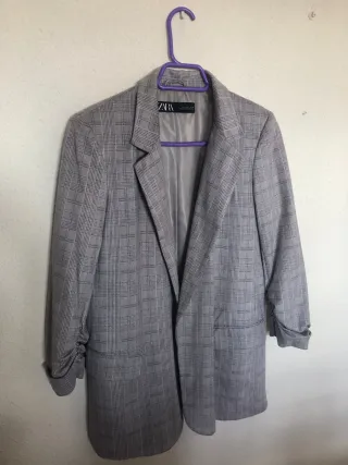 Americana cuadros gris Zara Talla S