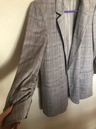 Americana cuadros gris Zara Talla S