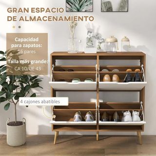 Mueble Zapatero con 4 Cajones Abatibles y Estante